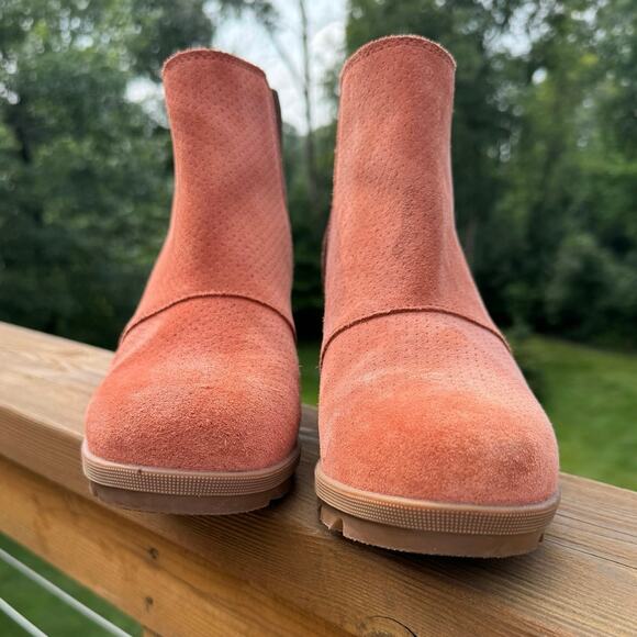 Sorel size 9 Joan of Arctic Wedge II Chelsea Suede Bootie - Teak Brown Orange - Picture 8 of 15